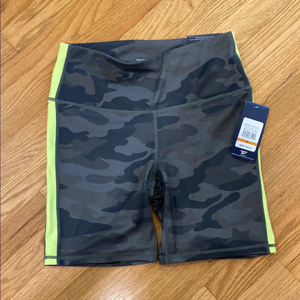 Reebok Black Camo Shorts with Neon Trim